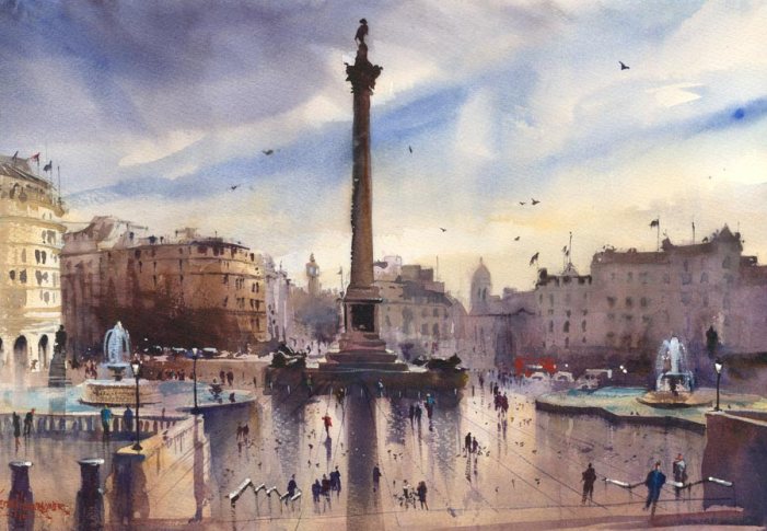 Trafalgar_Square_2-Hornblower_watercolour