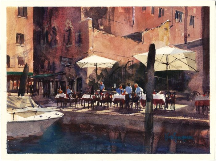 Venice_street_cafe_Hornblower_watercolour