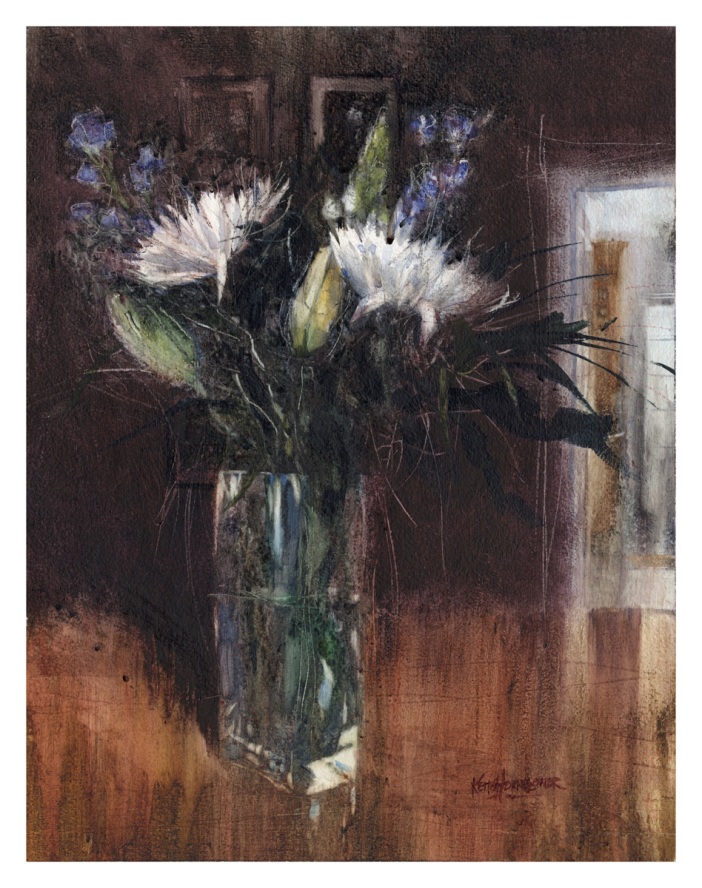 Kitchen_Door_Hornblower_watercolour_flowers in vase